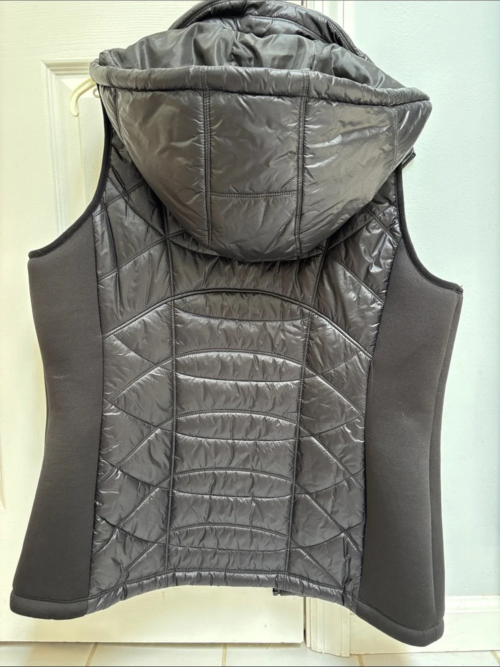 Michael Kors Black Quilted Hooded Vest with Stretch Sides
